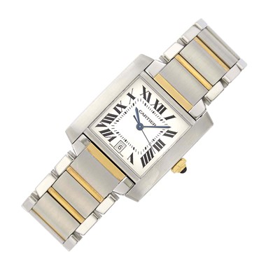 Lot 62 - Cartier Stainless Steel and Gold 'Tank Francaise' Wristwatch, Ref. 2032