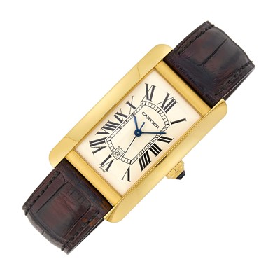 Lot 36 - Cartier Gentleman's Gold 'Tank Americaine' Wristwatch, Ref. 1740