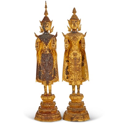 Lot 146 - A Pair of Thai Gilt Bronze Figures of Buddha