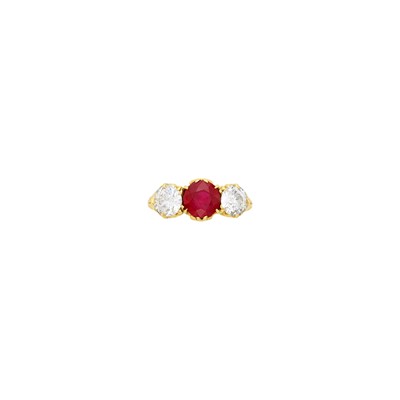 Lot 83 - Antique Gold, Ruby and Diamond Ring