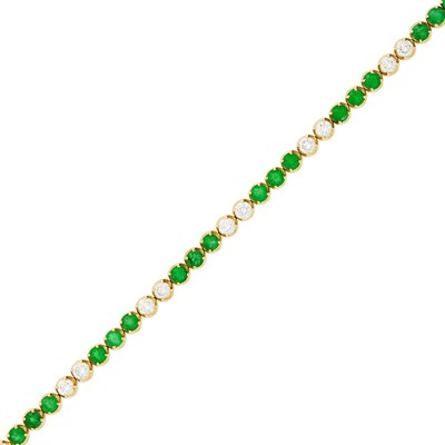 Lot 162 - Gold, Emerald and Diamond Bracelet