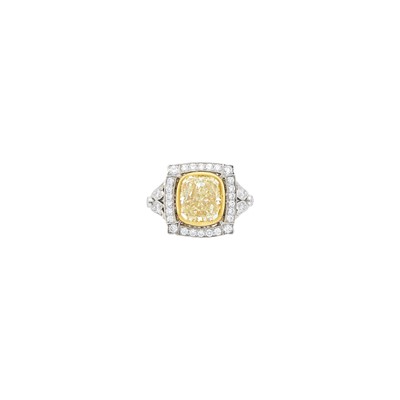 Lot Sophia D. Platinum, Gold, Colored Diamond and Diamond Ring