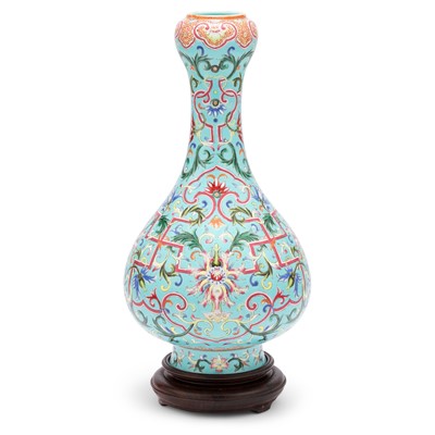 Lot 675 - A Chinese Enameled Famille Rose Porcelain Bottle Vase
