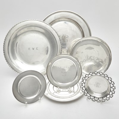 Lot 253 - Group of American Sterling Silver Trays and Dishes