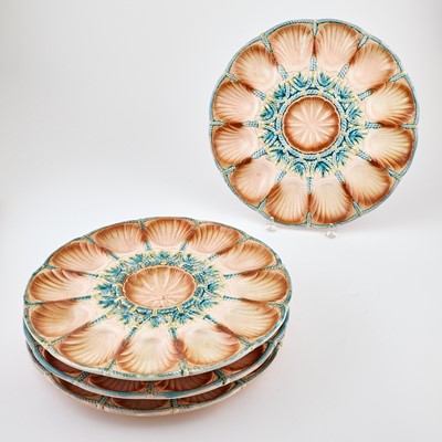 Lot 244 - Set of Four French Sarreguemines Ceramic Oyster Platters