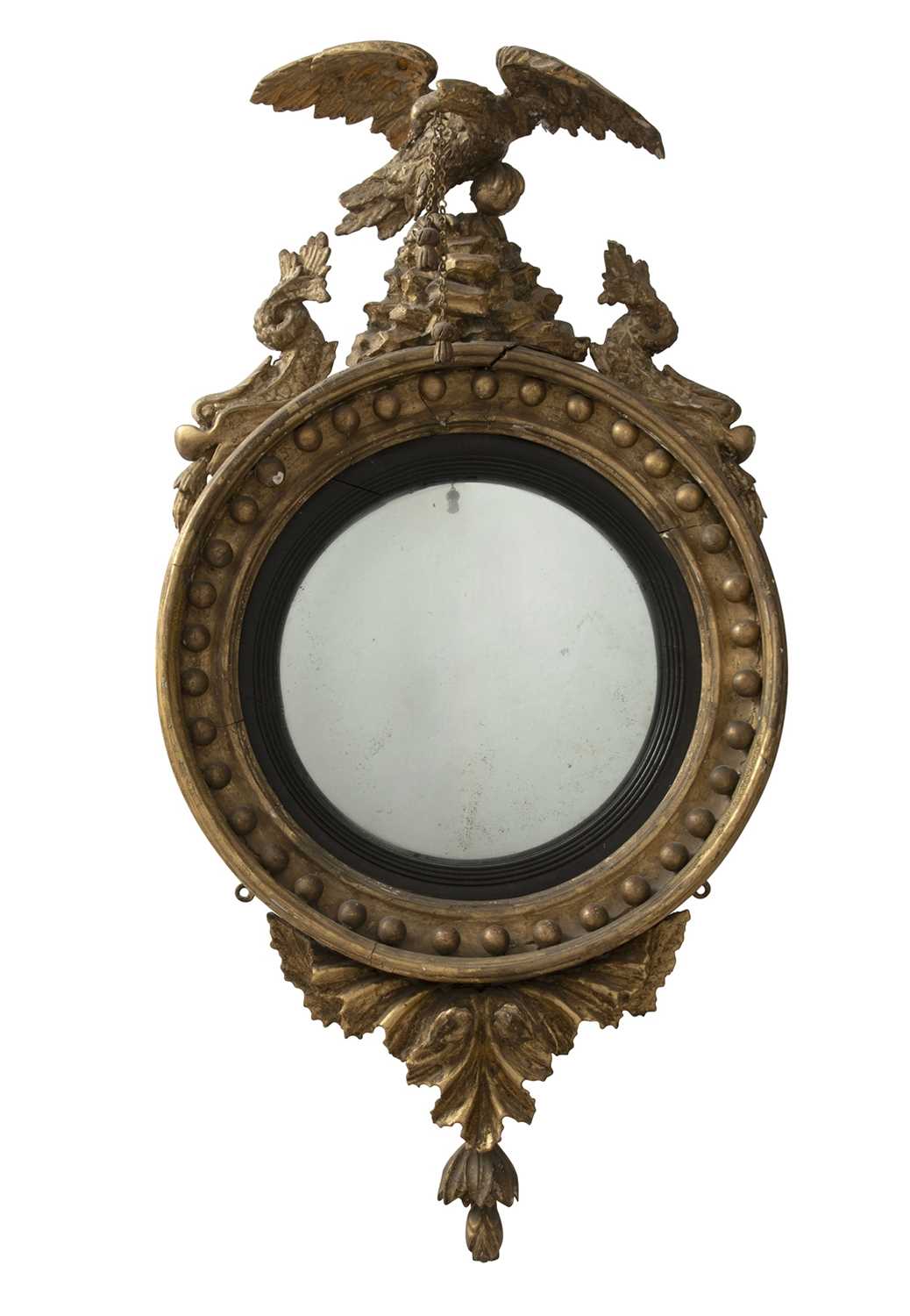 Lot 393 - Regency Giltwood  Convex Mirror