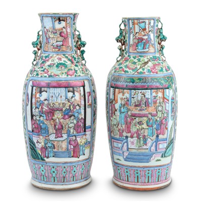 Lot 102 - A Pair of Chinese Enameled Porcelain Vases