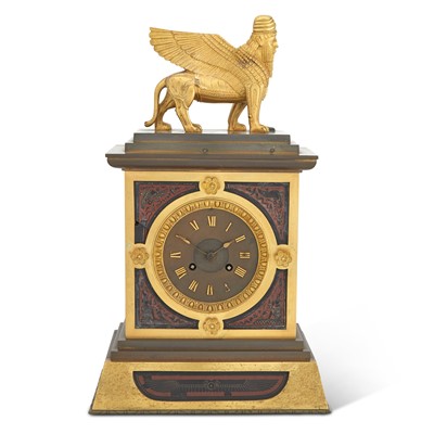 Lot 340 - Assyrian Revival Gilt-Bronze Mantel Clock