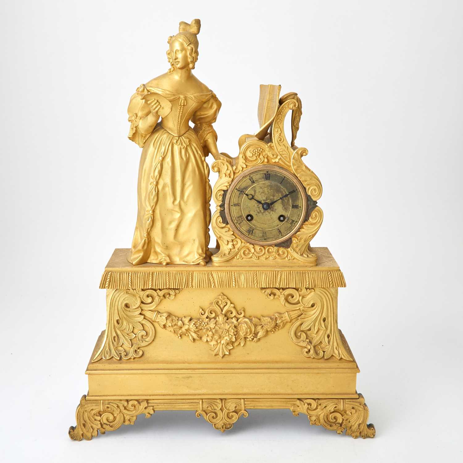 Lot 254 - Louis Philippe Gilt-Bronze Figural Mantel Clock