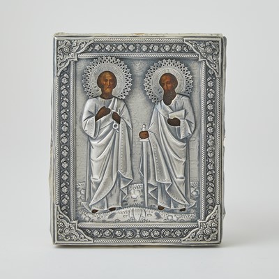 Lot 617 - Russian Silver Icon of Saints Peter and Paul