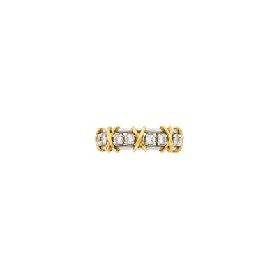 Lot 1145 - Tiffany & Co., Schlumberger Gold, Platinum and Diamond 'Sixteen Stone' Band Ring