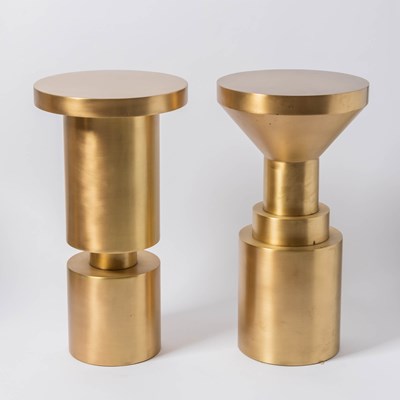 Lot 850 - Set of Four Anna Karlin Brass Plated Steel "Chess" Stools