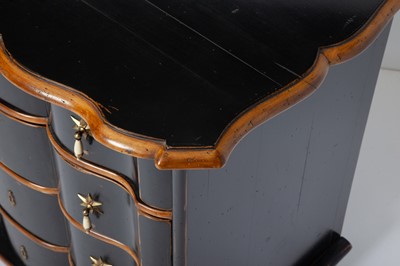Lot 403 - Pair of Black Painted "Dorothy Draper" Style Chest of Drawers