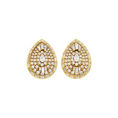 Lot 190 - David Webb Pair of Gold and Diamond Earclips