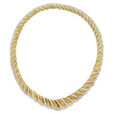 Lot 43 - Two-Color Gold and Diamond Necklace