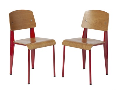 Lot 247 - Pair of Jean Prouve for Vitra Metal and Plywood "Standard" Chairs