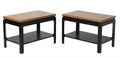 Lot 157 - Pair of Paul Frankl Cork and Dark Stained Wood Side Tables