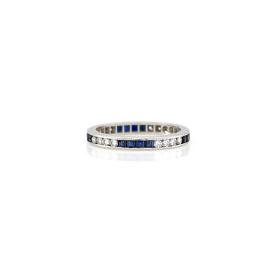 Lot 2085 - Cartier Platinum, Sapphire and Diamond Band Ring