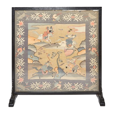 Lot 596 - A Chinese Kesi Silk Floor Screen