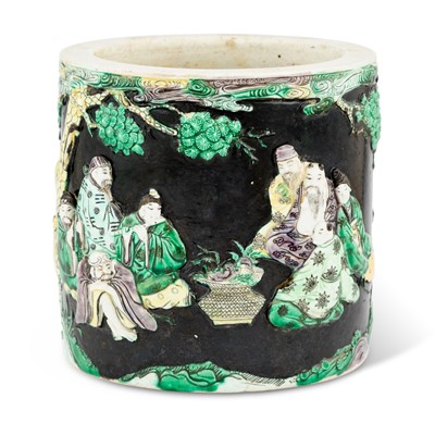Lot 697 - A Chinese Enameled Porcelain Brush Pot
