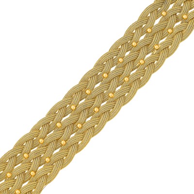 Lot 2158 - Triple Strand Gold Braided Bracelet
