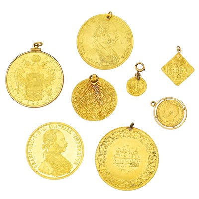Lot 2248 - Group of Gold Coin Pendants and Medallions