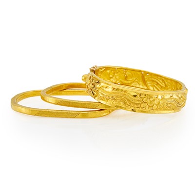 Lot 2244 - Three High Karat Gold Bangle Bracelets