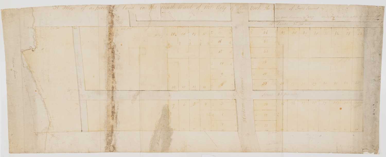 Lot 85 - An large colored 1807 plan of Hudson Avenue in today's Greenwich Village