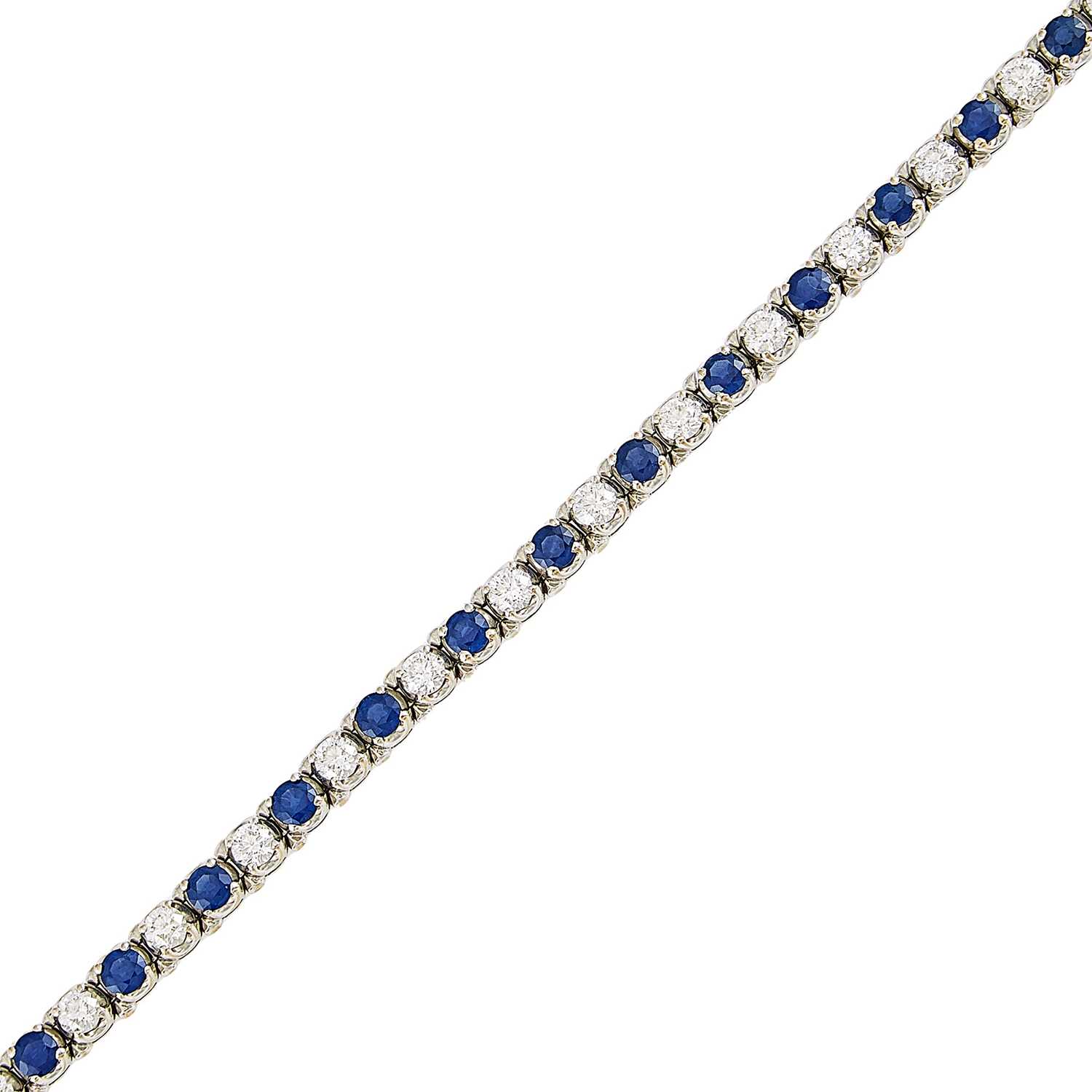 Lot 2073 - White Gold, Sapphire and Diamond Bracelet