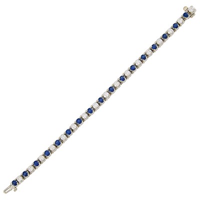 Lot 2073 - White Gold, Sapphire and Diamond Bracelet