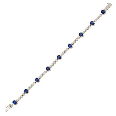 Lot 2086 - White Gold, Sapphire and Diamond Bracelet
