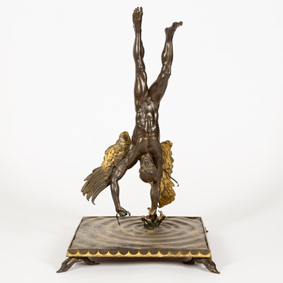 Lot 102 - Patinated and Parcel Gilt Bronze Sculpture of Icarus Plumetting into the Sea