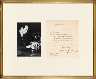 Lot A signed note from George Gershwin with reference to Porgy and Bess