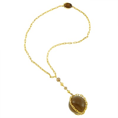 Lot 2031 - Gold and Smokey Quartz Pendant-Necklace