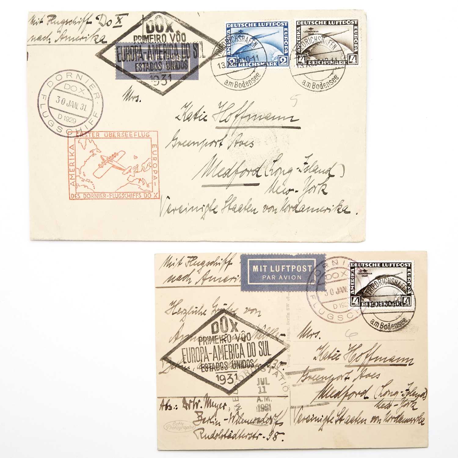 Lot 1033 - Germany 1930 Zeppelin 2m & 4m on Flights to So. America