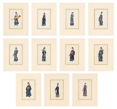 Lot 117 - Eleven China Trade Pith Paintings Depicting Courtly Figures