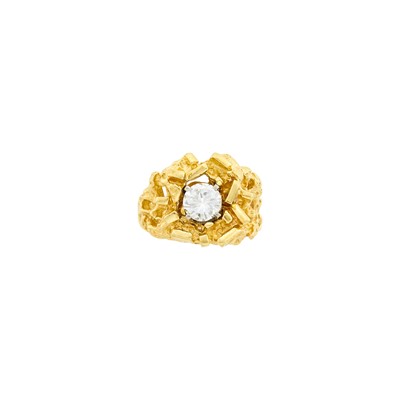 Lot 1034 - Gentleman's Nugget Gold and Diamond Ring