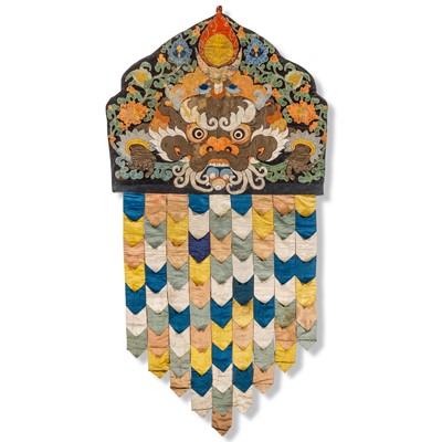 Lot 123 - A Large and Rare Tibetan Silk Applique Temple Banner