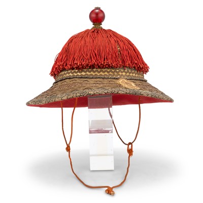 Lot 122 - A Rare Sino-Tibetan Official's Hat with Tibetan Emblem