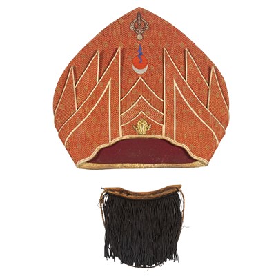 Lot 125 - A Tibetan Brocade Hat of a High Priest