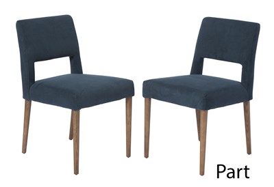 Lot 259 - Set of Six Suede Upholstered Oak Side Dining Chairs