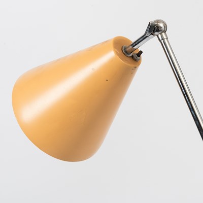 Lot 804 - Italian Mid-Century Modern Chromed and Enameled Metal, Leather, and Marble Triennale Floor Lamp