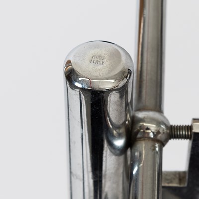 Lot 804 - Italian Mid-Century Modern Chromed and Enameled Metal, Leather, and Marble Triennale Floor Lamp