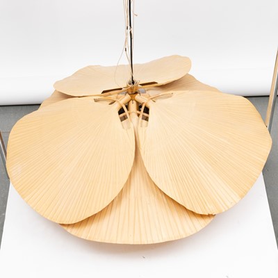 Lot 219 - Bamboo, Rice Paper and Cotton "Uchiwa" (Paper Fan) Pendant Light Fixture
