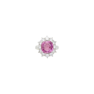 Lot 117 - Platinum, Pink Sapphire and Diamond Ring