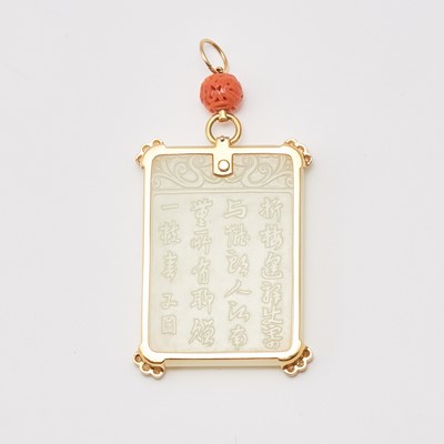 Lot 44 - A Chinese White Jade Pendant