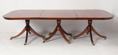 Lot 201 - Regency Style Inlaid Mahogany Triple Pedestal Dining Table