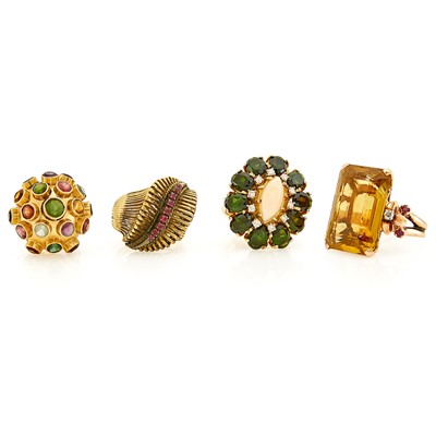 Lot 2250 - Four Gold and Gem-Set Rings