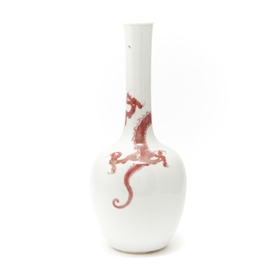 Lot 657 - A Chinese White and Copper Red Porcelain Bottle Vase