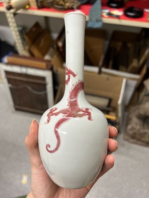 Lot 657 - A Chinese White and Copper Red Porcelain Bottle Vase